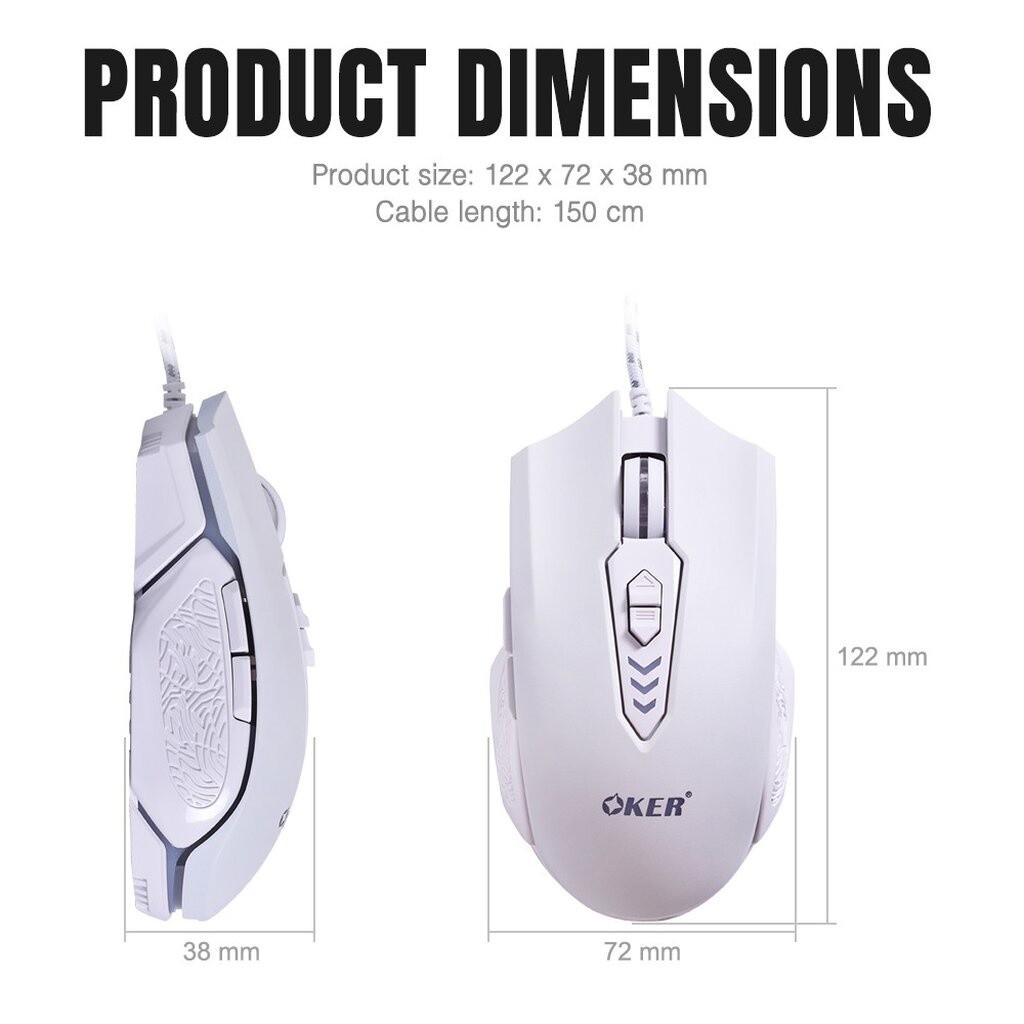 OKER X28 WIRED GAMING MOUSE LED เมาส์มีไฟ หัวเสียบ USB รับประกัน 1ปี