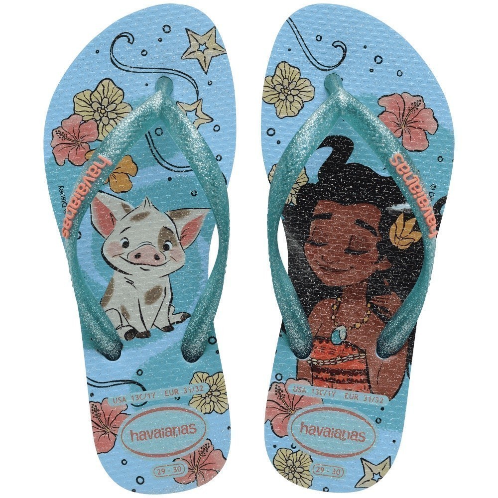 HAVAIANAS รองเท้าแตะเด็ก Kids Slim Princess Flip Flops BLUE 41233280546K_F3BLXX