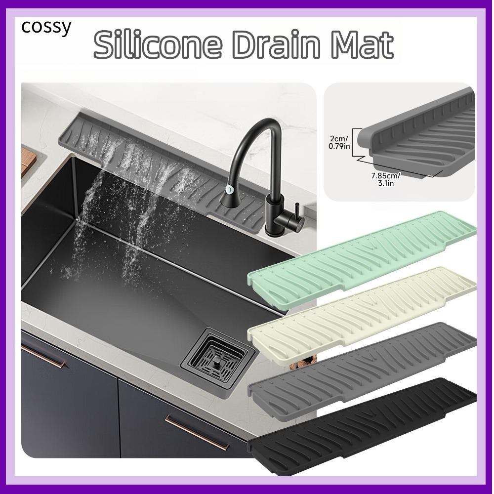 แผ่นรองท่อระบายน้ํา COSSY, อุปกรณ์ก๊อกน้ําซิลิโคนอ่างล้างจาน Splash Guard, กันลื่น 45 ซม.ยาวผู้ถืออ่างล้างจานห้องครัว Farmhouse Decor