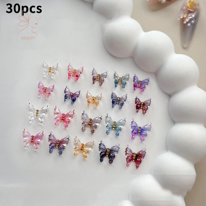 [maybeauty] 30 ชิ้นสีสันสดใสเล็บ Charm 3D เครื่องประดับตกแต่งเล็บน้ําแข็ง DIY ตัวเลขเล็บ {TH}
