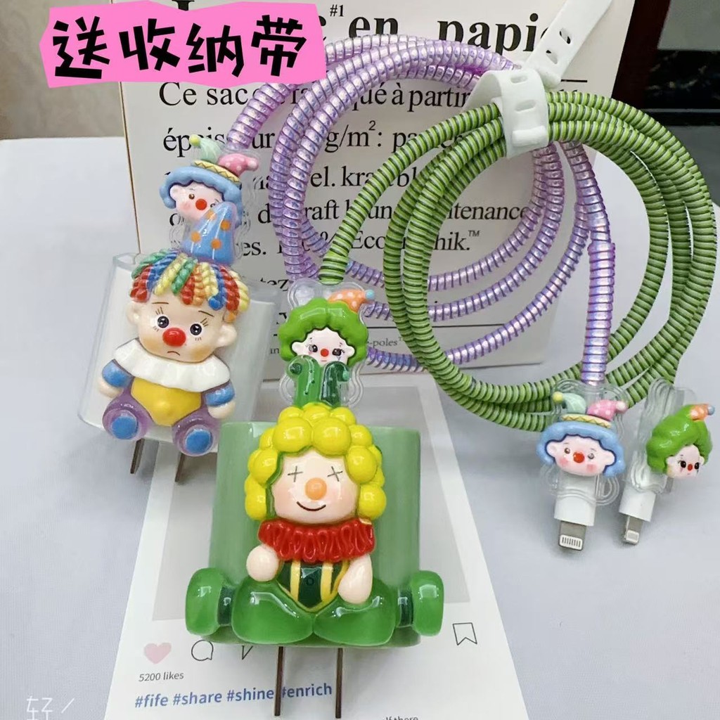 ตัวตลกน่ารัก 1 ชุด 67w XIAOMI/REDMI/Poco 67WATT / 4 IN 1 กรณี XIAOMI Charger ฝาครอบป้องกันสําหรับ XI