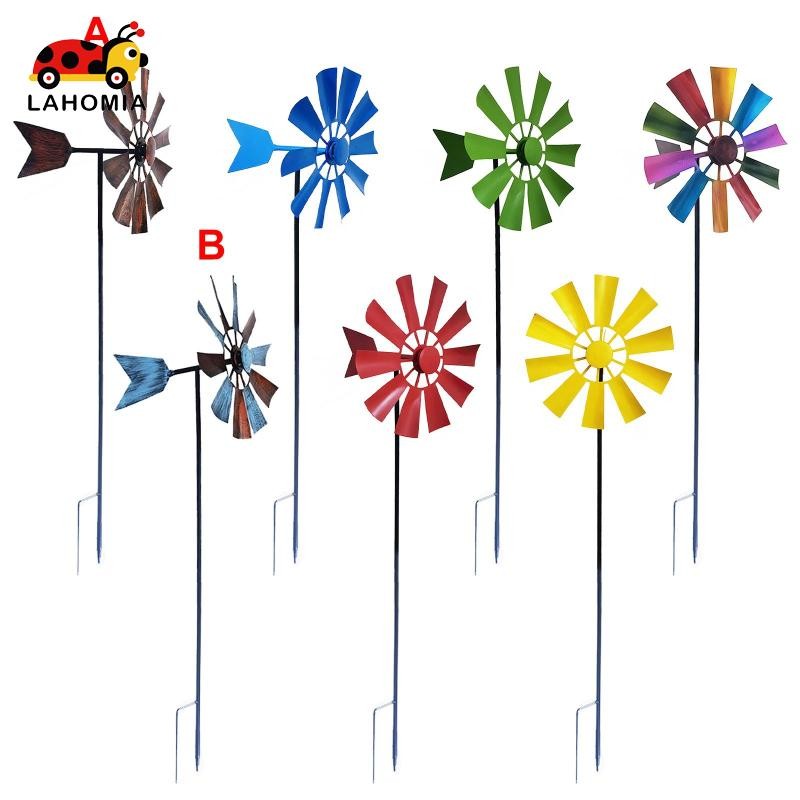 [Lahomia] 28in Wind Sculpture กังหันลมโลหะพร้อมสวนโลหะ Stake Pinwheel
