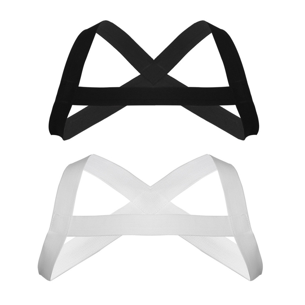 Yeahdor Mens X-Shape Back Elastic Shoulder Chest Muscle Belt Punk Costume Strap