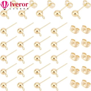 Lveror ต่างหูสตั๊ด สเตนเลส 3 มม. 4 มม. สีเงิน สีทอง แฮนด์เมด DIY