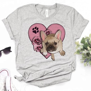 เสื้อยืด พิมพ์ลายกราฟฟิค French Bulldog สไตล์สตรีท สําหรับผู้หญิง