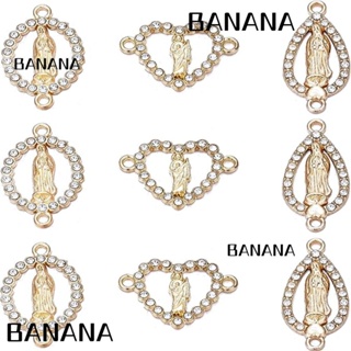 Banana1 จี้อัลลอย รูปเหรียญ ประดับพลอยเทียม สีทอง พร้อมห่วง 45 ชิ้น