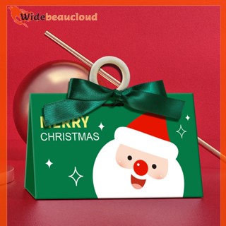 Widebeaucloud Merry Christmas กล่องกระดาษบรรจุภัณฑ์ซานตาคลอส สําหรับใส่ขนมช็อคโกแลต ปีใหม่