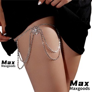 Maxg โซ่รัดต้นขา รูปเกล็ดหิมะ ประดับคริสตัล พลอยเทียม สีเงิน สําหรับผู้ใหญ่