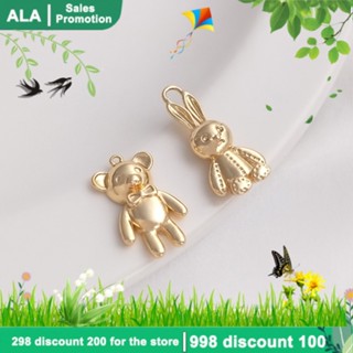 【🏭เครื่องประดับ DIY🏭】จี้สร้อยคอ สร้อยข้อมือ รูปกระต่ายหมีน่ารัก ชุบทอง 14K แฮนด์เมด DIY【จี้ / ลูกปัดห้อย/จี้สร้อยคอ/จี้ทอง/จี้ห้อย】