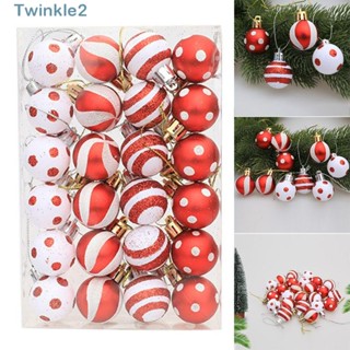 Twinkle ลูกบอลพลาสติก สีแดง และสีขาว 3 ซม. ทนทาน สําหรับตกแต่งต้นคริสต์มาส