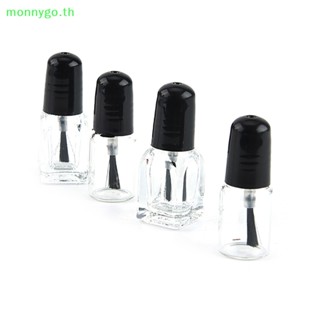 Monnygo ขวดแก้วเปล่า ขนาด 2 มล. 3 มล. พร้อมฝาปิด สีดํา สําหรับใส่ยาทาเล็บ
