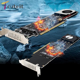 Tcuteit บอร์ดอะแดปเตอร์ PCIeX16 เป็น M.2 M Key 4 NVME 4x32Gbps รองรับ M.2 SSD 2280 60 42 30