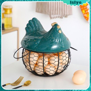 [Lslye] ตะกร้าเก็บไข่ไก่ พร้อมฝาปิดเซรามิค สําหรับตกแต่งฟาร์มเฮาส์