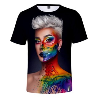 เสื้อยืด พิมพ์ลายนักร้อง James Charles แฟชั่นยอดนิยม สไตล์ฮาราจูกุ