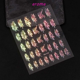 Aroma สติกเกอร์เลเซอร์ ลายดวงจันทร์ สีโรสโกลด์ มีกาวในตัว สําหรับตกแต่งเล็บ