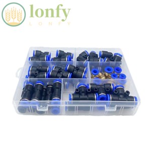 Lonfy อุปกรณ์เชื่อมต่อนิวเมติก พลาสติก สีดํา 62 ชิ้น