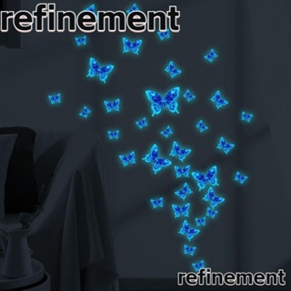 Refinement สติกเกอร์ติดผนัง ลายผีเสื้อ เรืองแสงในที่มืด แกะออกได้ สําหรับตกแต่งห้องนอนเด็ก