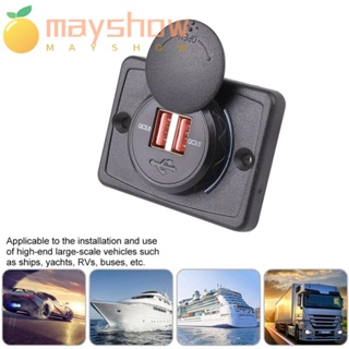 Mayshow ซ็อกเก็ตชาร์จในรถยนต์ 12V 24V อะแดปเตอร์ไฟ LED USB คู่