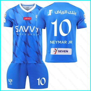 เสื้อกีฬาแขนสั้น ลายการ์ตูนทีมชาติฟุตบอล Neymar Al-Hilal Saudi FC 23-24 ชุด 2 ชิ้น ต่อชุด