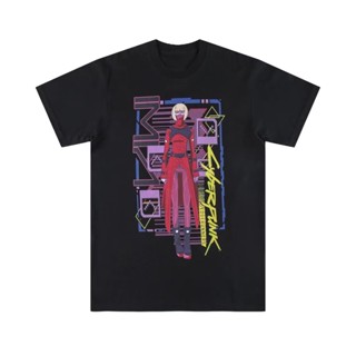 เสื้อยืดแขนสั้น คอกลม ผ้าฝ้าย 100% พิมพ์ลายอนิเมะ Cyberpunk 2077 Edge Walker David and Lucy สําหรับผู้ชาย