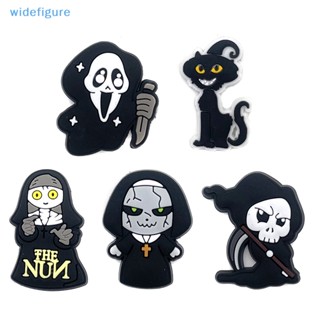 Widefigure 5 ชิ้น ฮาโลวีน สไตล์หนังสยองขวัญ รองเท้า Ch PVC รองเท้าหัวเข็มขัด Grim Reaper โซ่พ่อมดฆาตกรอุปกรณ์ออกแบบตกแต่งดี