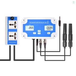 Wireless WiFi Online Control Detector Water Quality Detector Professional 3-in-1 pH/ORP/TEMP Controller Water Quality Tester with Separate Relays Repleaceable Electrode BNC Type Probe Water Quality Monitor for Aquarium Hydroponics Tank Monitor 14.00p