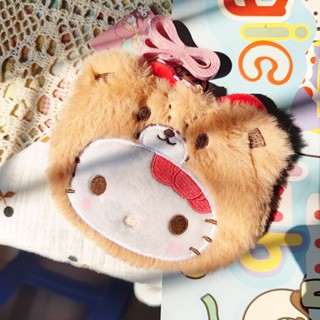 [ที่ใส่บัตรน่ารัก] ใหม่ กระเป๋าใส่เหรียญ บัตรขนฟู ลาย Sanrio Hello Kt Cat น่ารัก 2023