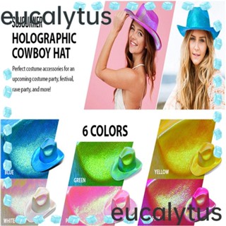 Eucalytus1 หมวกคาวบอย ปีกกว้าง สีนีออน สําหรับผู้หญิง ปาร์ตี้ดิสโก้ คอนเสิร์ต