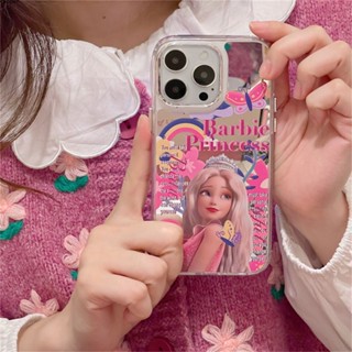 【อยู่ในการจัดส่ง】 Y2k Barbie Style Pink Mirror Princess Iphone Shell เหมาะสำหรับ 11 12 Pro 13 Pro Max และอื่นๆ