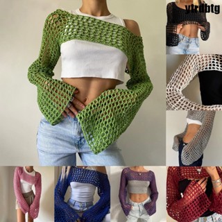 เสื้อยืด คอกลม แขนยาว ผ้าถัก ทรงหลวม แฟชั่นสําหรับผู้หญิง [PO]