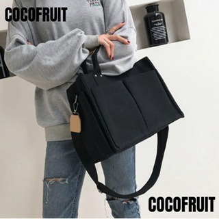 Cocofruit กระเป๋าถือ กระเป๋าสะพายไหล่ ผ้าแคนวาส ทรงโท้ท หลายช่อง สีพื้น เรียบง่าย สําหรับสตรี