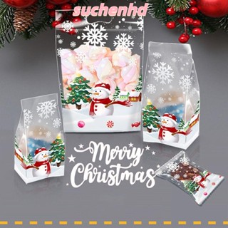 Suchenhd ถุงพลาสติกใส่ขนม คุกกี้ บิสกิต ลายเกล็ดหิมะ 50 ชิ้น