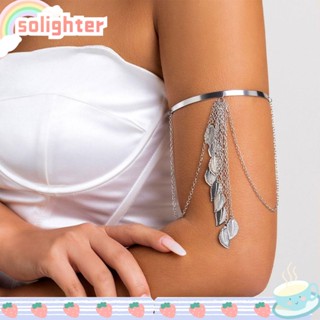 SOLIGHTER เครื่องประดับแฟชั่น สร้อยข้อมือ สายรัดแขน ปรับได้ ประดับพู่