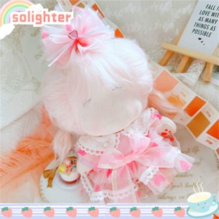 Solighter ชุดเดรสตุ๊กตา ผ้าฝ้าย แฮนด์เมด สีชมพู 20 ซม. DIY สําหรับตุ๊กตาไอดอล