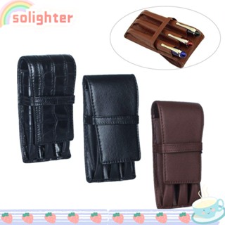 Solighter กระเป๋าหนัง 3 ช่อง สําหรับใส่ปากกาลูกลื่น ดินสอ เครื่องเขียน