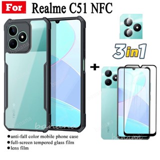 เคสโทรศัพท์มือถือ ฟิล์มกระจกนิรภัย กันตก และฟิล์มเลนส์กล้อง สําหรับ Realme C51 C53 C55 C30 C30i C33 C35