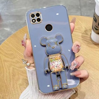 เคสโทรศัพท์ สําหรับ Xiaomi Redmi 12C 9A 9C 10C 8A 10A 9T 10 9 8 7 6 4G 5G มือถือนิ่ม กันกระแทก ปิดด้านหลัง ลายหมี สีแคนดี้ พร้อมขาตั้ง