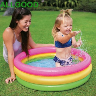 Allgoods สระว่ายน้ําเป่าลม ทรงกลม สีรุ้ง พับได้ อุปกรณ์เสริม สําหรับสระว่ายน้ํา