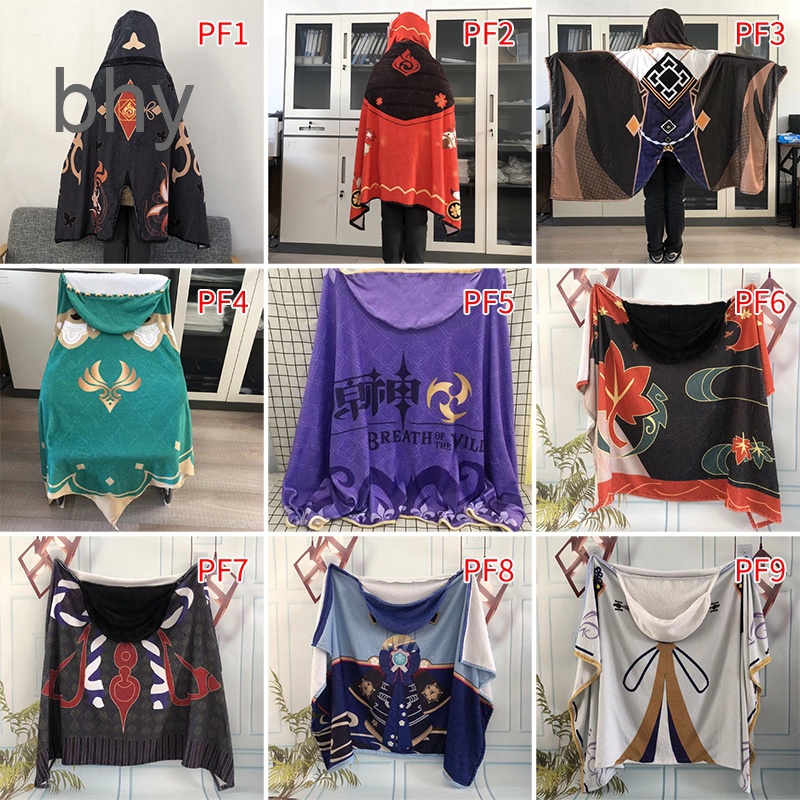 Bhy021 อะนิเมะเกม Genshin Impact Cryo Abyss Mage คอสเพลย์เครื่องแต่งกาย Flannel เสื้อคลุม Cape พิมพ์