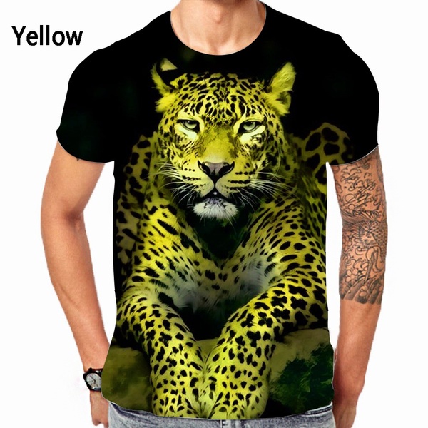 ใหม่ เสื้อยืดลําลอง แขนสั้น พิมพ์ลายเสือดาว เสือดาว 3D สไตล์สตรีท แฟชั่นสําหรับผู้ชาย และผู้หญิง