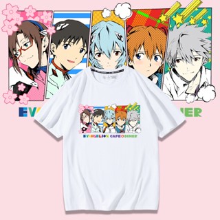 เสื้อยืดแขนสั้น EVA ผ้าฝ้าย ทรงหลวม พิมพ์ลายอนิเมะ Ayanami Rei Asuka แฟชั่นฤดูร้อน สําหรับผู้ชาย