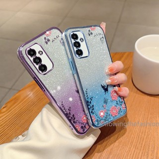 เคสโทรศัพท์มือถือแบบนิ่ม TPU ใส กันกระแทก กันรอยเลนส์กล้อง แต่งกลิตเตอร์ฟอยล์ ระยิบระยับ แฟชั่น สําหรับ Samsung Galaxy A14 5G A24 4G A34 A54 2023