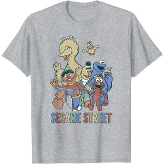 เสื้อยืดคอกลม แขนสั้น พิมพ์ลาย Sesame Street Sesame Street Emma Big Bird Donut Monster Count Zoe สําหรับผู้ชาย และผู้หญิง ไซซ์ XS-3XL