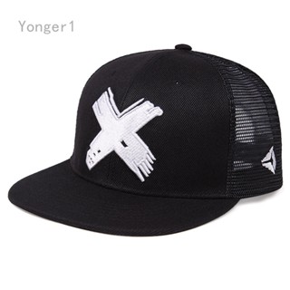 Yonger หมวกเบสบอล พิมพ์ลายตัวอักษร X Snapback สไตล์ฮิปฮอป สําหรับผู้ชาย และผู้หญิง