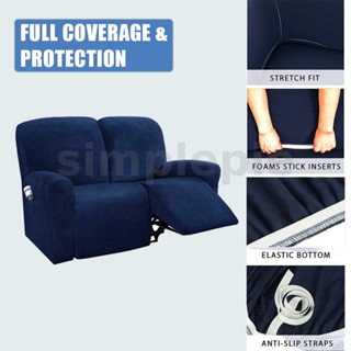 【Only Cover】ปลอกหุ้มเก้าอี้โซฟา ผ้าโพลีเอสเตอร์ โพลาร์ฟลีซ ยืดหยุ่น 5 สี 2 ที่นั่ง