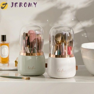 Jeromy 360° ที่เก็บแปรงแต่งหน้า แบบพลาสติก หมุนได้ กันฝุ่น กันน้ํา พร้อมฝาปิด สําหรับเครื่องสําอาง อายแชโดว์