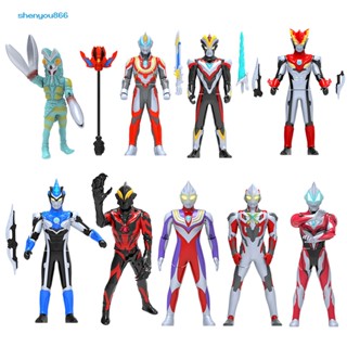 Syc-ultraman Tiga Gree โมเดลฟิกเกอร์ PVC รูปปั้น พร้อมเสียง LED ของเล่นสําหรับเด็ก