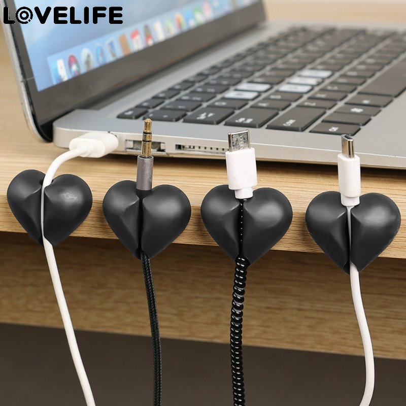 [ Featured ] อุปกรณ์คลิปยึดสายหูฟัง สาย USB มีกาวในตัว สีดํา สําหรับบ้าน ออฟฟิศ 