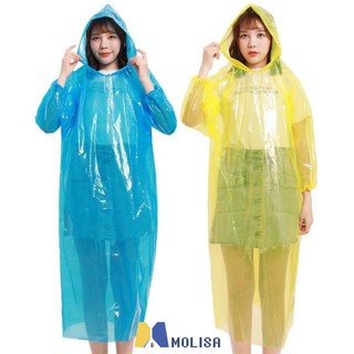 เสื้อกันฝนพลาสติกแบบใช้แล้วทิ้ง Poncho เสื้อกันฝน Kapote Ultra Light กระเป๋าเสื้อกันฝนแบบพับได้ MOLISA