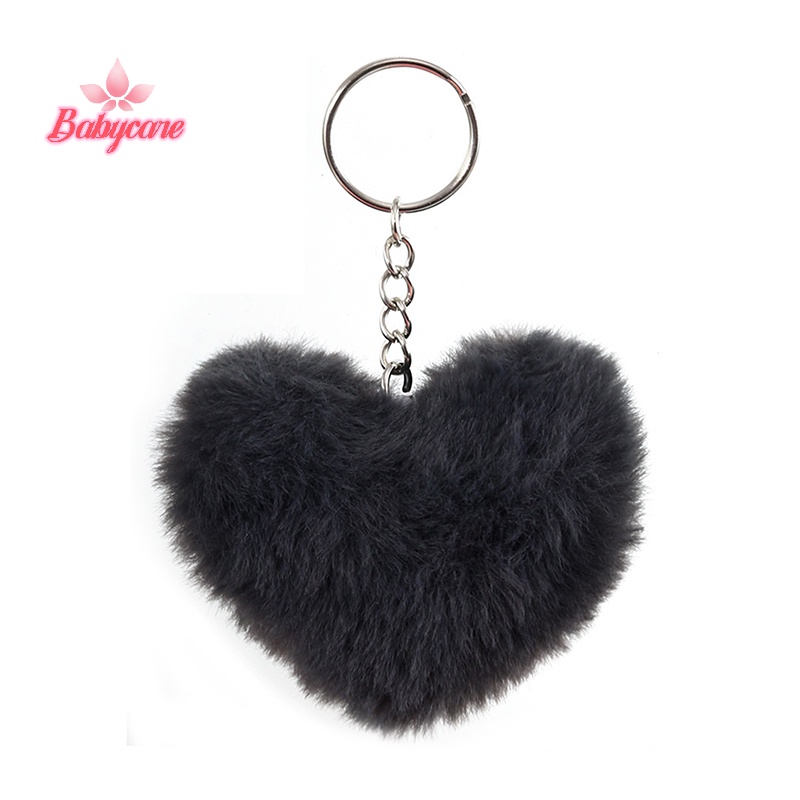 BYCE> 8 ซม.Fluffy pom พวงกุญแจของขวัญสําหรับผู้หญิงรูปหัวใจนุ่ม Pompon รถปลอมกระเป๋าอุปกรณ์เสริม Key Ring ใหม่